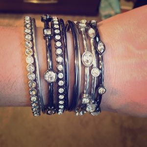 Stackable Black and Silver Bracelets
